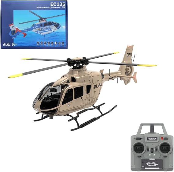 C123 RC Helicopter EC135 Remote Control Helicopter for Adults, 1:36 6CH 2.4GHz RTF RC Aircraft with 6-Axis Gyro, Altitude Hold, One Key Take Off/Landing for Beginners (Champagne(1 Battery)