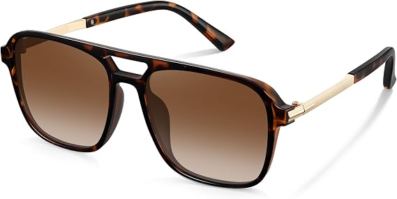 Retro Aviator Sunglasses for Women Men Trendy Rectangle Polarized Sunglasses Womens Mens Sun Glasses UV Protection