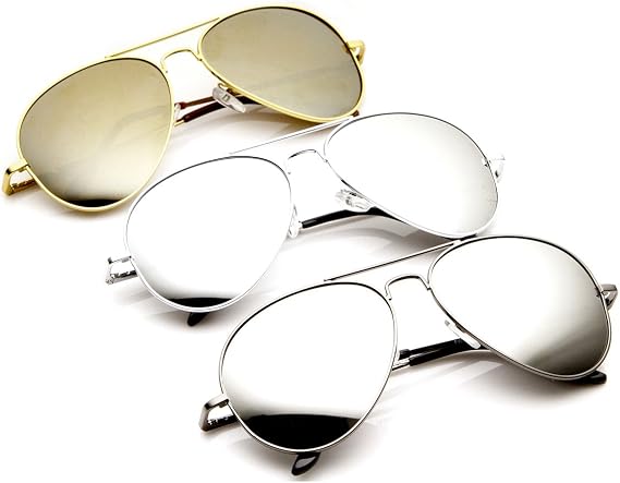 zeroUV FULL MIRROR Mirrored Metal Aviator Sunglasses