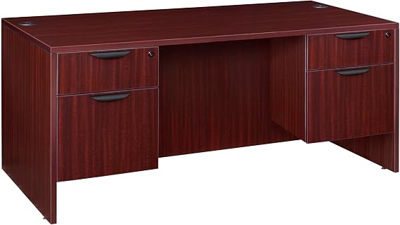 Regency Legacy 60 x 30 Inch Office Desk with Double Pedestal Drawer, Durable Mahogany Laminate, Scratch-Resistant Surface, Spacious Workspace for Home, Professional, and Executive Offices