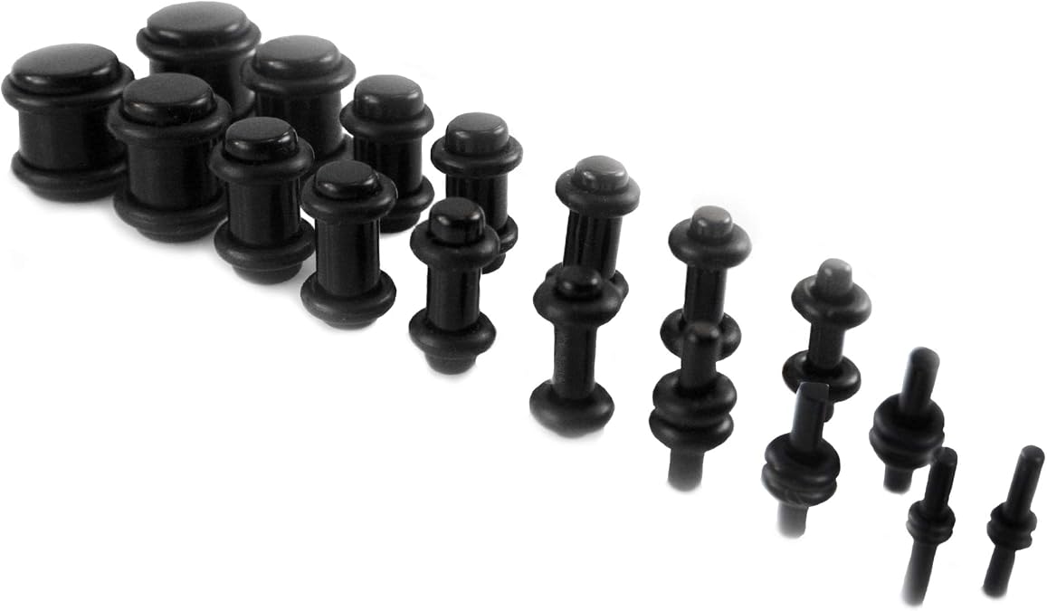 Never86 18 Piece Black Ear Plug 14G-00G Kit Gauges Set Acrylic