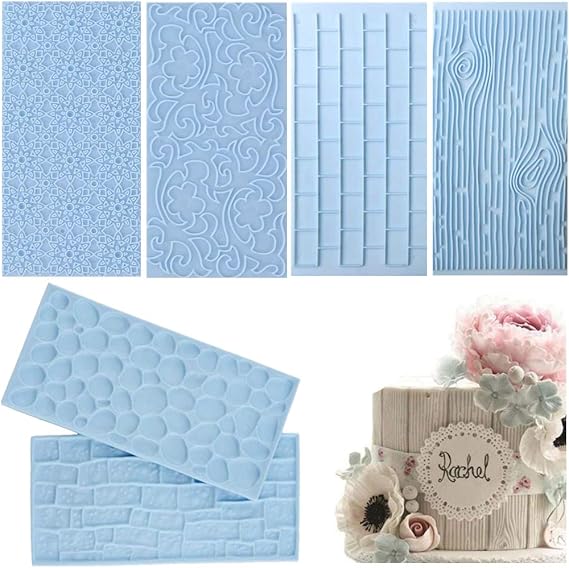 JOERSH Texture Mats Fondant Molds, 6 Pack
