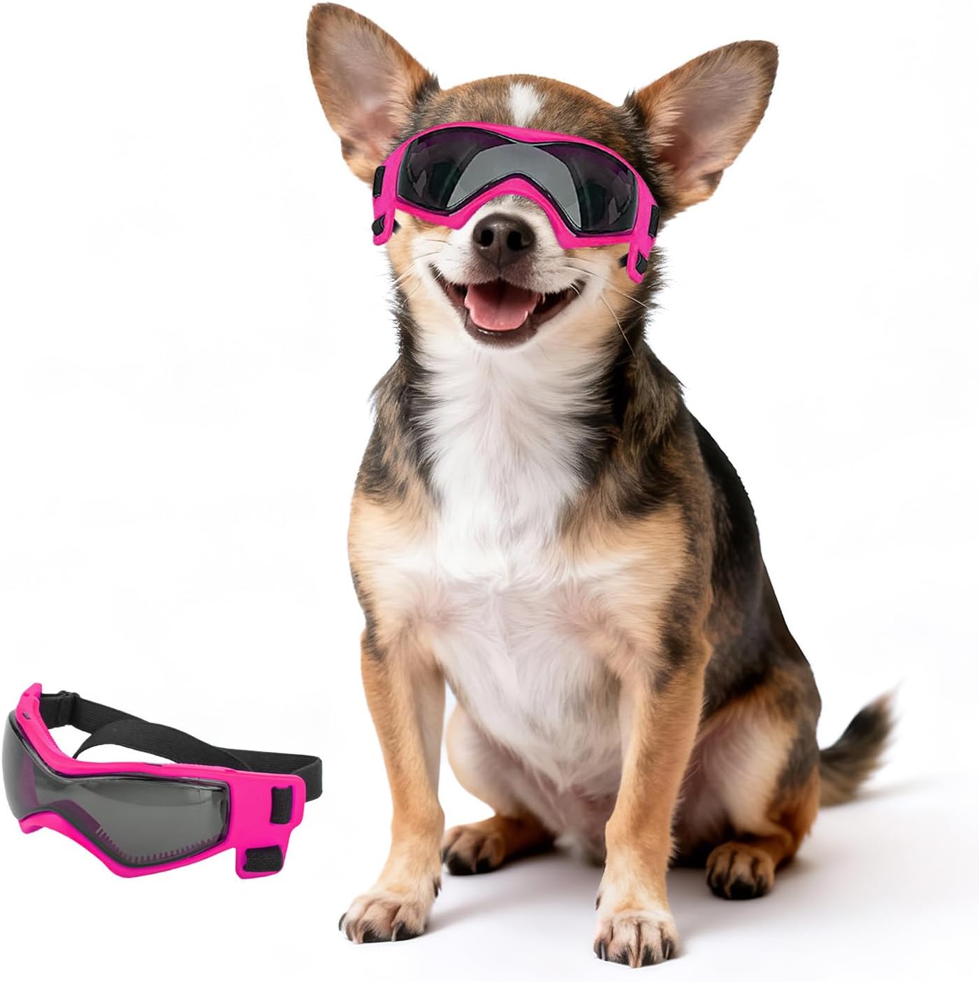 PETLESO Ultra Small Dog Goggles, Dog Sunglasses, Chihuahua Dedicated UV Protection Goggles, Protects Eyes of Ultra-Small PetsAdult Cats, Pink, XS