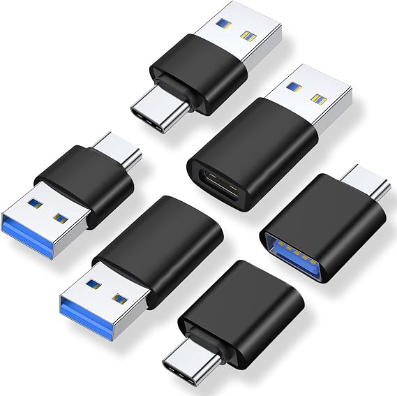 AreMe USB C to USB Adapter, 6 Pack, Black
