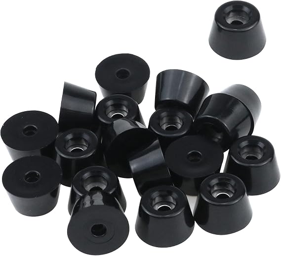 Antrader 24Pcs Tapered Rubber Feet with Washers,1" x 0.6" Black Bumper Pads