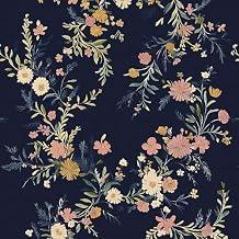 Jeweluck Dark Floral Peel and Stick Wallpaper Vintage Floral Contact Paper 16.9x196.8 Boho Floral Wallpaper Wildflower Contact Paper Removable Self Adhesive Wallpaper for Bedroom Decorative Vinyl