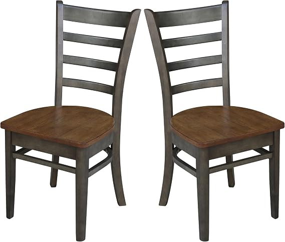 IC INTERNATIONAL CONCEPTS Emily Solid Wood Side Chair - Set of 2 Chairs in Hickory/Washed Coal
