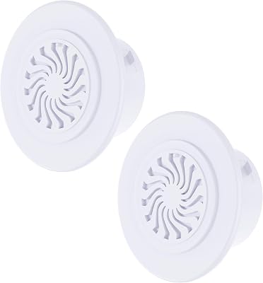 2Pcs Round Air Vent, Adjustable PP Vent Cover, Opening Size 40-50mm1.6-2.0, White Louver Grille Vent Fit for Bathroom, Office, Kitchen Bedroom, Ventilation Use