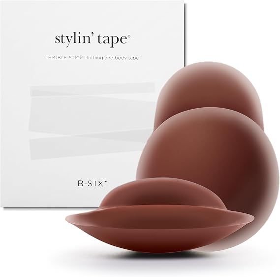 Nippies Nipple Covers with Lift and Styling Tape Set - 1 Pair of Reusable Lifting Covers Hazelnut Size 1 & 32 Strip Tape Set - Seamless Coverage, Discreet Support for Strapless & Backless Looks