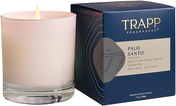 Trapp - No. 77 Palo Santo - 7 oz. Signature Candle - Aromatic Home Fragrance with Earthy Scent of Peruvian Palo Santo, Oakmoss, Kashmiri Saffron Notes - Petrolatum Wax