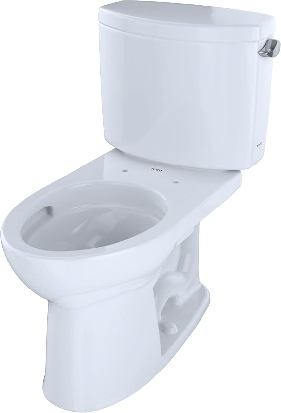 TOTO Drake II Two-Piece Elongated 1.28 GPF Universal Height Toilet with CEFIONTECT and Right-Hand Trip Lever, Cotton White - CST454CEFRG#01