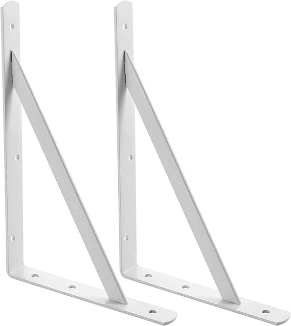 STARVAST 2 Pack Heavy Duty Shelf Brackets 15.7 x 9.8 inch, Floating Shelves White Triangle Shelf Brackets, 90 Degree Angle Wall Mounted Shelf Supporter Corner Bracket (400x250mm)