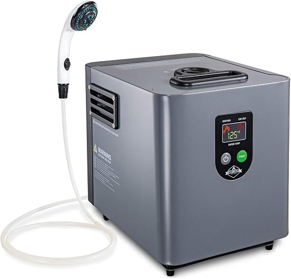 Hike Crew Portable Propane Tankless Water Heater & Shower, LCD, Gray | Camp Shower, Portable Shower with Heater, Instant Hot Water on Demand, 3 Spray Patterns, 12V Car Adapter