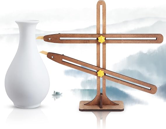 Trees manor Pottery Throwing Gauge Adjustable Pottery Gauge Tool with Rotary Pointer Measuring Height & Width Clay Craft Measuring Gauge Ceramics Tool