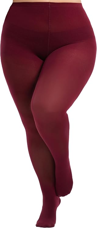 Plus Size Tights for Women, Run-Resistant High Waist Oversize Pantyhose, Semi Opaque Nylon Tights 1X, 2X, 3X, 4X