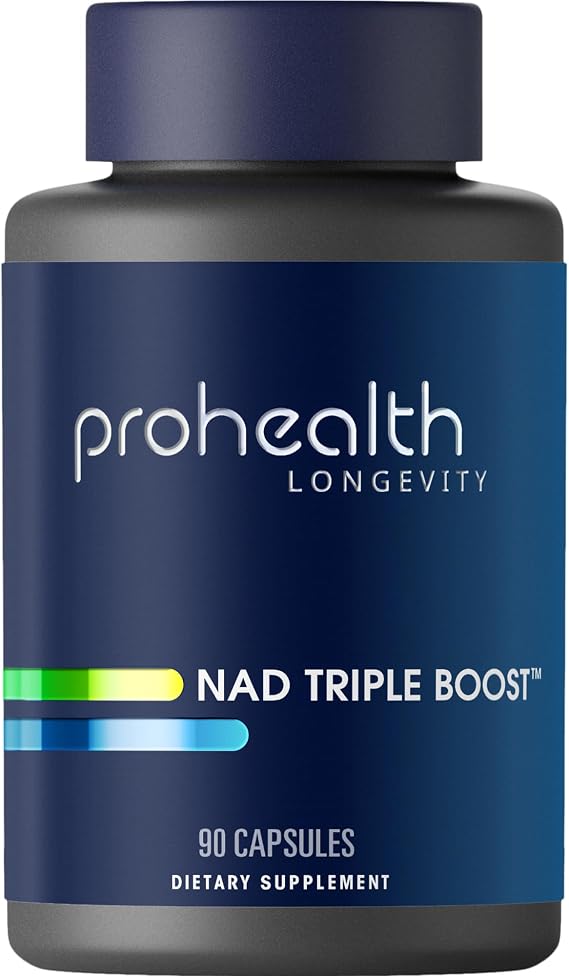 ProHealth NAD Triple Boost | 90 Capsules | 500 mg NR + NMNH, Pterostilbene, Apigenin, and More | Builds, Protects & Transforms NAD+ for Cellular Energy | USA Manufactured, Triple Lab-Tested