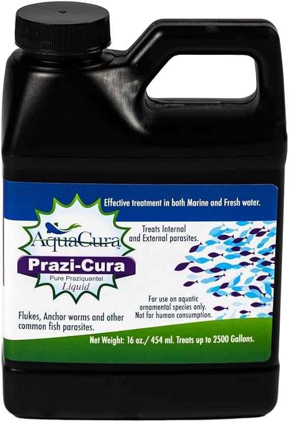 Prazi-Cura Liquid - Safest, Most Effective Parasite Treatment for Koi, and Aquarium Fish! Treats up to 2500 gallons.