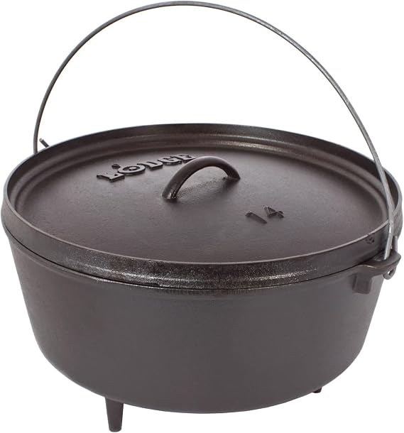 Lodge Pre-Seasoned Cast Iron Deep Camp Dutch Oven with Lid, 5 Quart