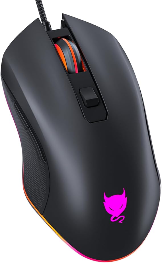 GM300 Wired Gaming Mouse for PS4, Xbox One, PC Computer & Laptop, Games & Work, Side Buttons & LED Backlit Lights - Black