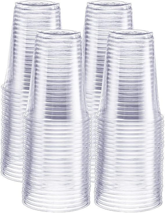 GUSTO 16 oz Clear Plastic Cups [100 Pack] PET Party Cold Cups