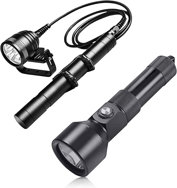 WD70 3000 Lumens Primary Canister Dive Light & Odepro ND22 1300 Lumens Dive Light Combo, Ultra-Bright Underwater Flashlight for Scuba Diving, IP68 Waterproof Submersible Torch