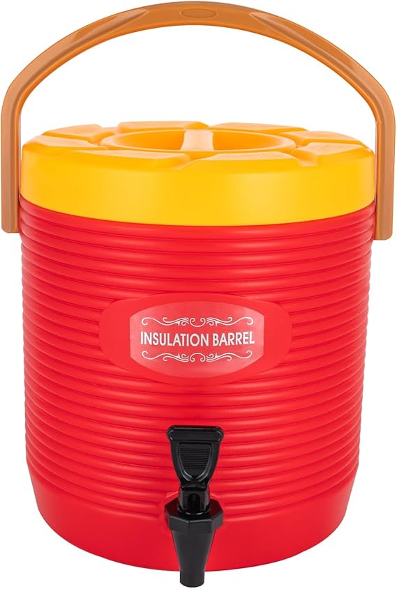 Stainless Steel Insulated Beverage Dispenser, 3.4 Gallon 13Liter, Thermal Hot and Cold Drink Server Dispenser with Spigot Handle, Food-grade for Hot Tea Coffee Water Restaurant Drink Shop (Red)