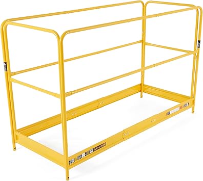 Metaltech 6-Foot Baker-Style Scaffolding Guardrail System with Gates | Heavy-Duty Steel Safety Rail Set with 4 Gravity Locks | Yellow Powder-Coat Finish, | Model I-CISGRJP