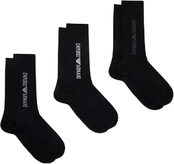 Emporio Armani Men's Extended Logo 3-pack Short Socks