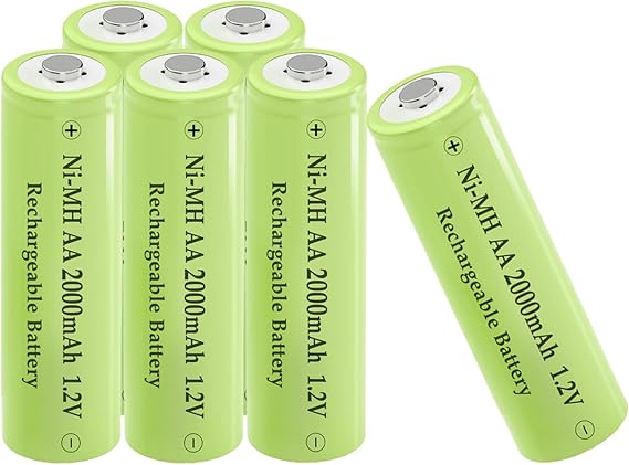 AA 2000mAh NI-MH Rechargeable Batteries, 1.2V Pre-Charged Double A Battery for Household Devices, Solar Lights, Trail Cameras,6 Packs