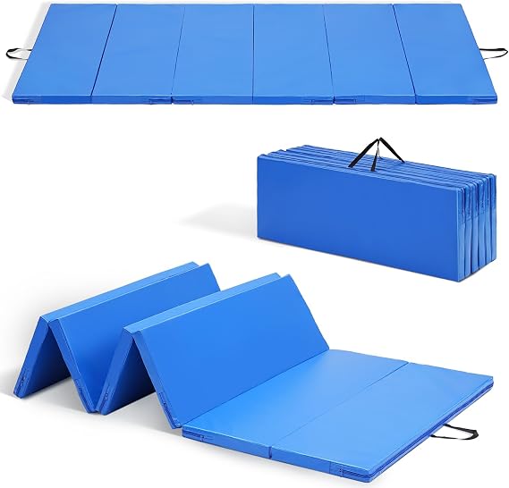 ZENOVA Gymnastics Mat 6'x3'x2''/4'x8'x2'' Exercise Mat Gym Mat for Home Aerobics Workout Foldable Tumbling Mat Children Gifts