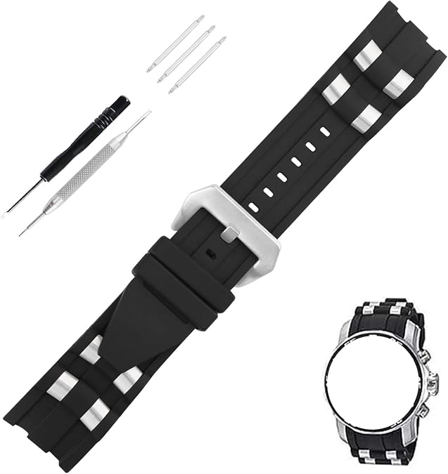 26mm Rubber Watch Band replacement for Invicta Pro Diver 6977 6978 6981 6983 6984 6986 6991 26 mm Silicone Strap Wirstband accessories with Insert for Men and Women