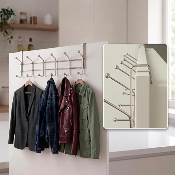 3 Adet Eski Tip Dar Kulaklı Kapı Arkası Askısı, Krom Kapı Arkası Askısı, 12 Topçuklu Askı, Paslanmaz Kapı Üzeri Askı