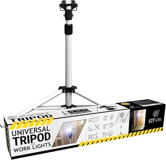 GT-Lite Tripod for LED Work Lights, Telescoping Column Adjusts from 23" to 54", with Universal Fast Latch Fits Most Work Lights (Tripod Only)