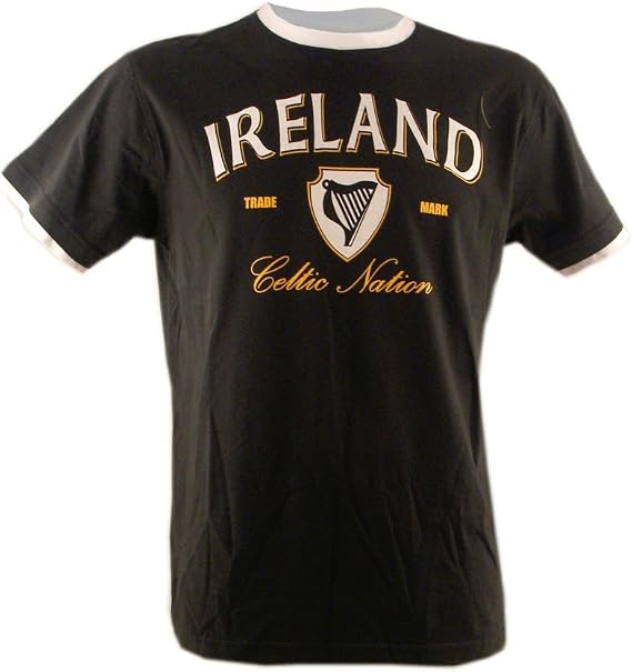 T-Shirt With Harp Celtic Nation Print And White Trim, Green