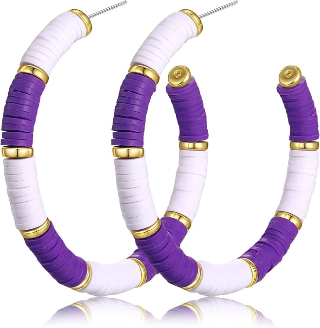 Game Day Earrings Football Baseball Earrings for Women Sports Team Heishi Hoop Earring Football Accessories Outfits Cheer Mom Essentials Fall Sports Must Haves Cheer Gifts