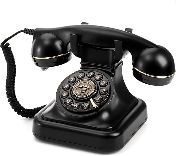 Peohud Retro Landline Telephone, Classic Corded Desk Phone, Vintage Old Fashioned Dial Button Phone with Redial Function for Home Office
