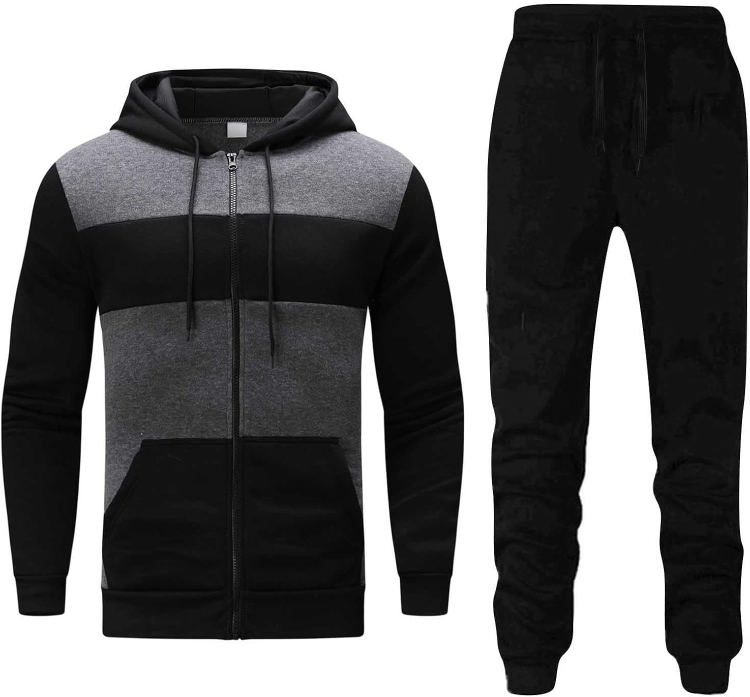 Track Suits for Men Men's Track Suits 2 Piece Stand-up Collar Long Sleeve with Double Side Pockets Jacket and Sweatpants Black