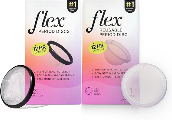 Flex Reusable Disc On-the-Go Bundle | Reusable Menstrual Disc with 12 Disposable Period Discs Plus 2 Free Discs