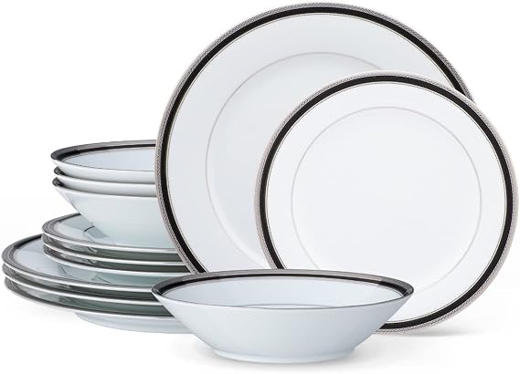 Noritake Austin Platinum 12-Piece Dinnerware Set, Service for 4