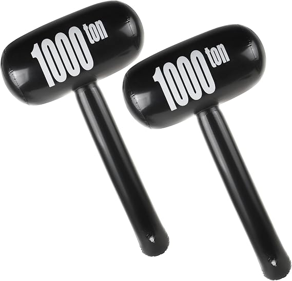 2 PCS Giant Inflatable Hammer - Carnival Circus Birthday/Halloween Party Decorations Supplies Fake Weights Cosplay Props - Blow Up Costume Photo Booth Props Accessory