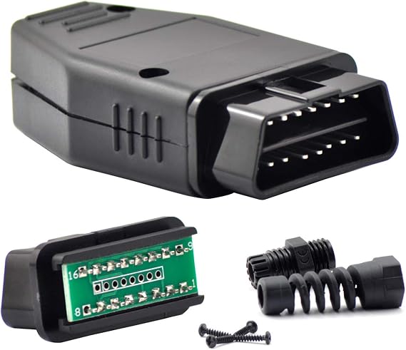 Auto Car OBD2 16 Pin Connector, 16 Pin Male Connector Adapter, Standard 16 Pin Male Plug, OBD Shell, OBDII PCB Diagnostic Tool (Black)