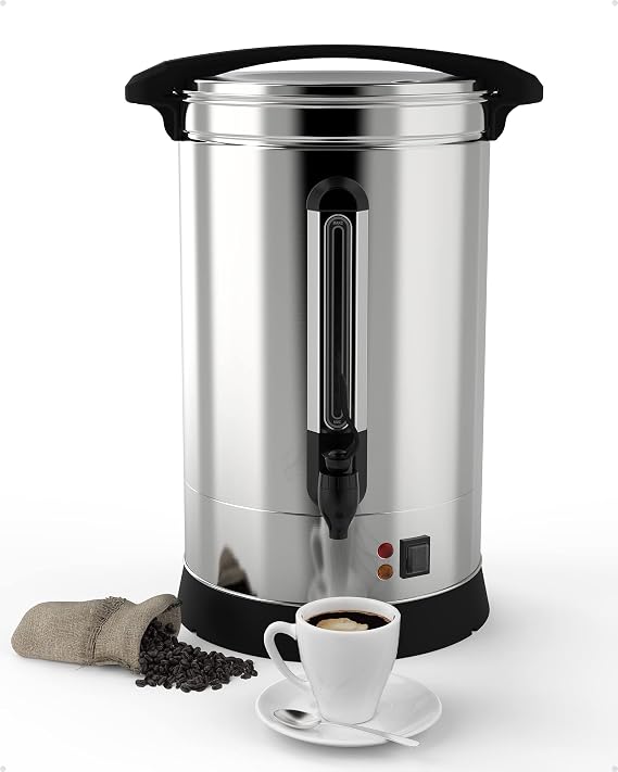 120 Cup Commercial Coffee Urn - 18l Large Capacity Stainless Steel Coffee Maker, Fast Brew/Rapid Extraction with Automatic Temperature Control & Faucet, Food-Grade 304 Hot Coffee/Hot Water Dispenser