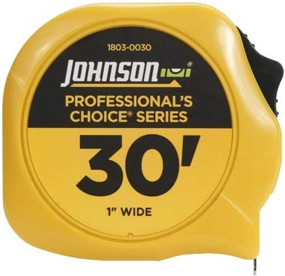 Johnson Level & Tool 1803-0030 Professional's Choice Power Tape, 30', Black/Yellow, 1 Tape