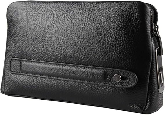 Fipilock FL V1 Men Zipper Leather Wallet Smart Fingerprint Security Handbag Black Long Standby