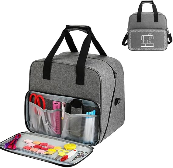 Sewing Machine Carrying Case,Universal Oxford Fabric Carry Tote Bag,with Shoulder Strap,Portable Padded Storage Dust Cover with Pockets for Sewing Machine and Accessories