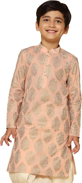 KISAH Boy's Kurta- Regular Fit with Mandarin Collar|Traditional Indian Festive Wear