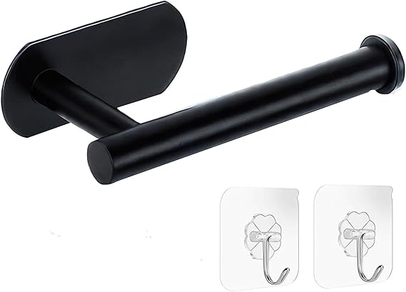 WYSE Self Adhesive Black Toilet Paper Holder,Stick on Toilet Paper Holder for Bathroom,Toilet Paper Roll Holders,SUS304 Stainless Steel RV Toilet Roll Holder