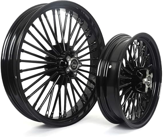 TOFR 21inch 16inch Black Front Rear Wheels Rims 36 Fat King Spokes Tubeless For Harley Softail FXST Standard FXSTC Custom,Night Train,FXSTS Springer,FLSTF Fat Boy,FLSTC Heritage,Deluxe,Deuce,Slim