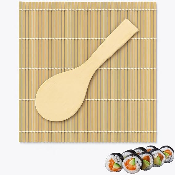 JapanBargain, Sushi Making Kit, Bamboo Sushi Rolling Mat & Rice Paddle, Maki Sushi Roller Set for Home Kitchen, Restaurants & Beginners