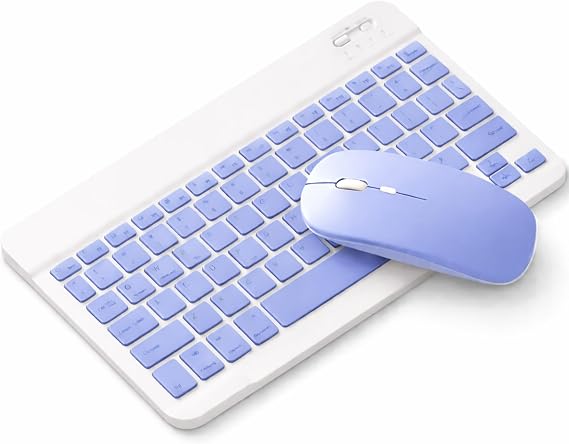 Coverzone Bluetooth Özellikli Şarjlı Klavye ve Pilli Mouse Seti Kablosuz Bağlantılı Kompakt Tasarım Günlük Ofis Ev Çalışma ve Bilgisayar Kullanımı İçin Klavye Mouse Seti 25cm x 15cm (Mor)